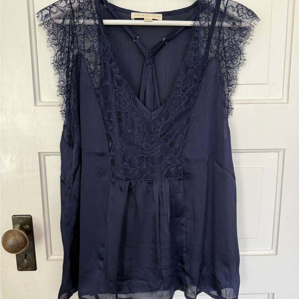 Lovestitch Midnight Blue Lace Top - NWOT Size S